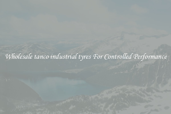Wholesale tanco industrial tyres For Controlled Performance