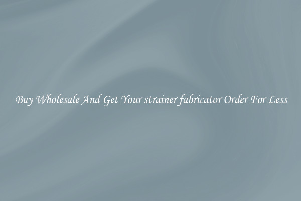 Buy Wholesale And Get Your strainer fabricator Order For Less